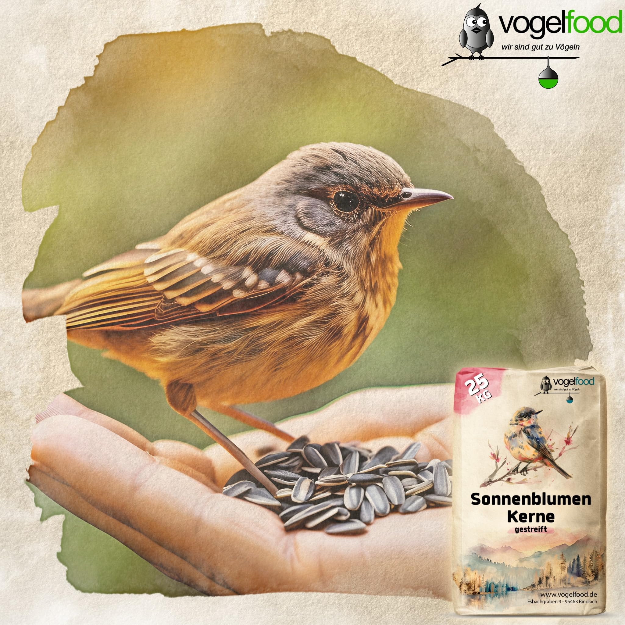 Vogelfood gestreifte Sonnenblumenkerne Marke Vogelfood 25 kg