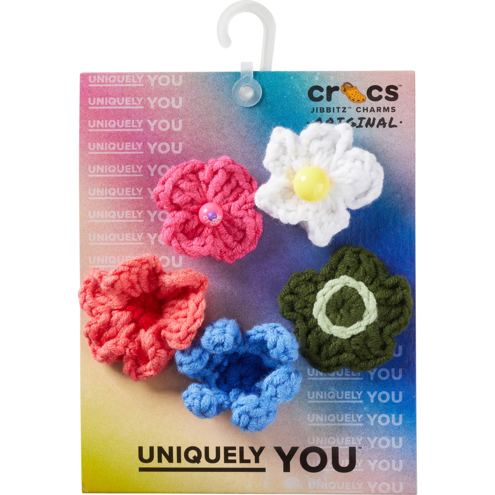 Crocs Colgantes de zapatos de ganchillo, flores, multicolor, talla única, 5 unidades