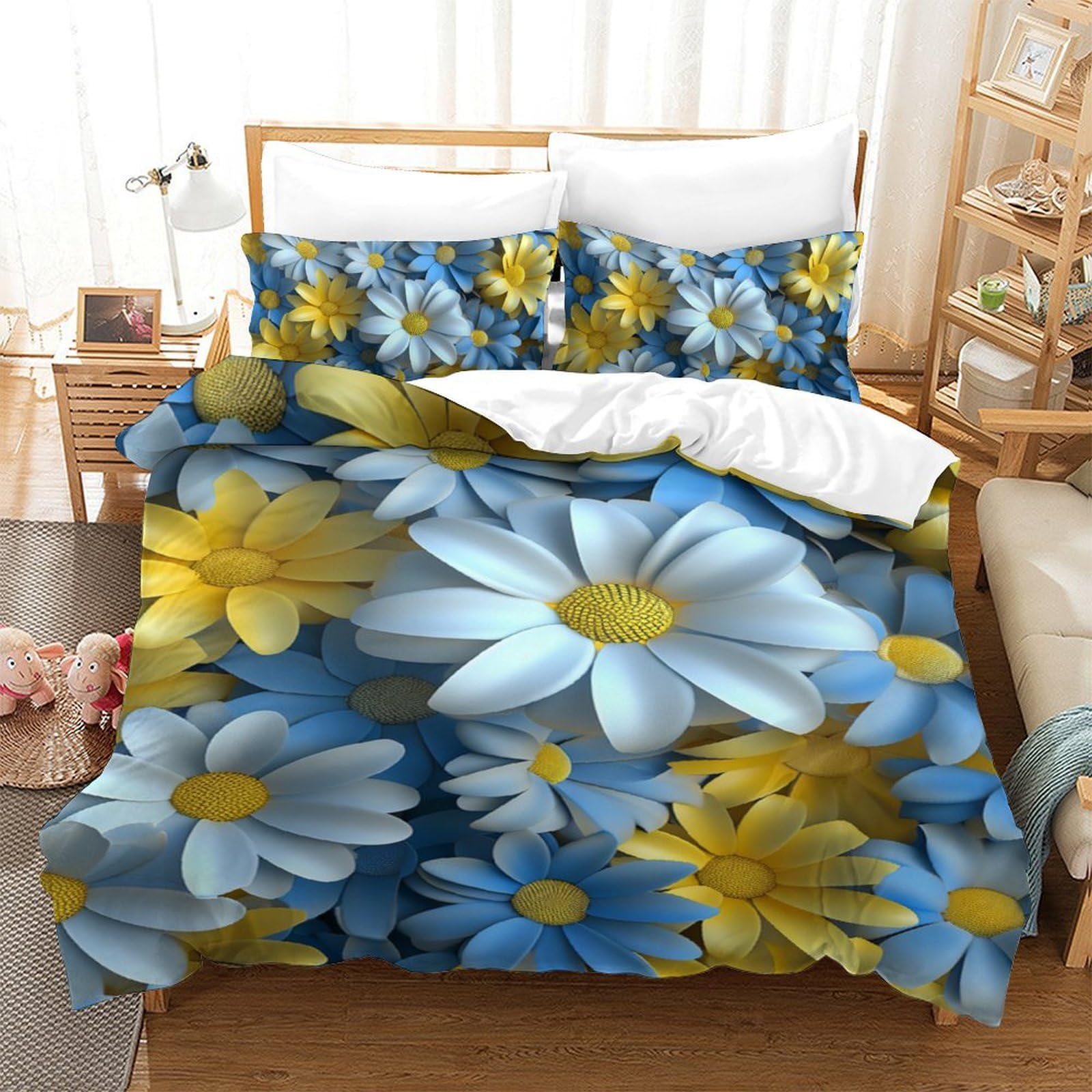 Sets de housses de couettes chrysanthème 3D pour sublimer une chambre single