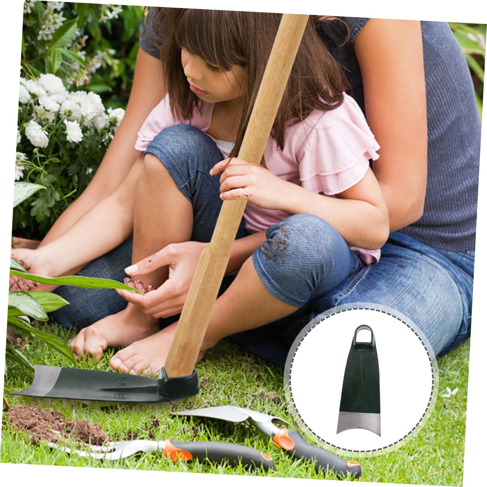 Houe de Jardin en Acier Inoxydable Vert, Tête Robuste