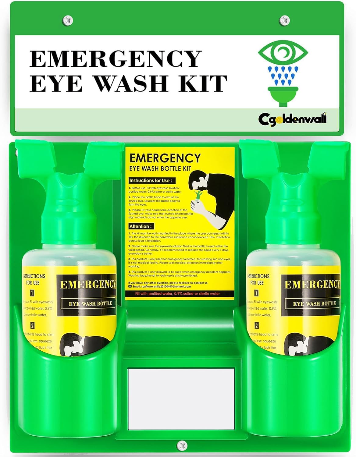 CGOLDENWALL Emergency Eye Wash Station Portable Wall Mounted Eyewash