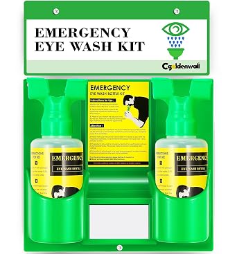 CGOLDENWALL Emergency Eye Wash Station Portable Eyewash Station Wall Mounted Eye Wash Kit, OSHA Approved Double 16.9oz Eye Wash Bottles for First Aid EMPTY Bottles