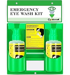 CGOLDENWALL Emergency Eye Wash Station Portable Eyewash Station Wall Mounted Eye Wash Kit, OSHA Approved Double 16.9oz Eye Wash Bottles for First Aid (EMPTY Bottles)