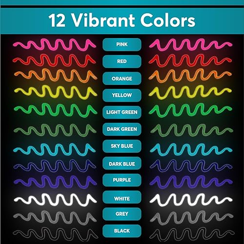 Miniatura 8 de Pintura para tela, 12 colores de pintura soplo, 0.67 onzas, pintura de tela para ropa, bolígrafos 3D, pintura de soplo para manualidades, lienzo,