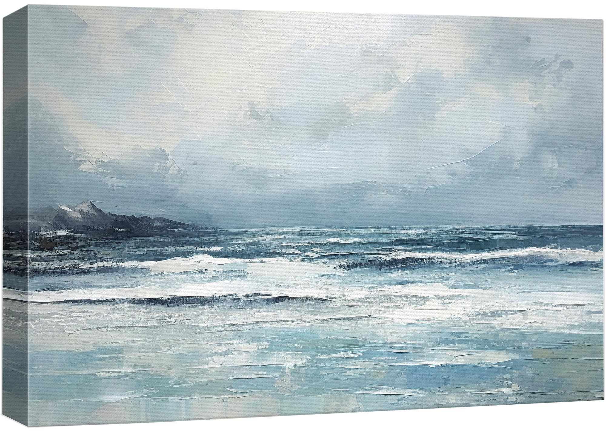 wall26 Canvas Print Wall Art Navy Blue Ocean Wave Beach Nature Wilderness Illustrations Fine Art Decorative Farmhouse/Country Relax/Calm/Cozy