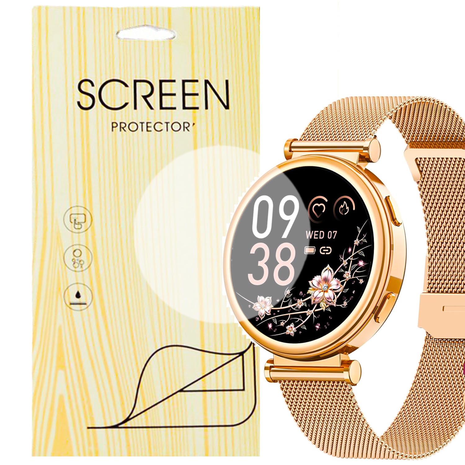 MBROS Compatible para [3 Pedazo Protector] 9H Protector De Pantalla De Cristal Templado Compatible para Smartwatch Sanorum Reloj Inteligente Mujer 1.27'' I109 (3 Pedazo Protector)