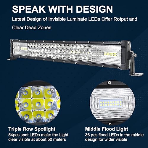 Miniatura 3 de SKYWORLD Barra de luz LED recta de 22 pulgadas, 270 W, combo de inundación, barra de luces de conducción todoterreno, luces antiniebla, IP67,