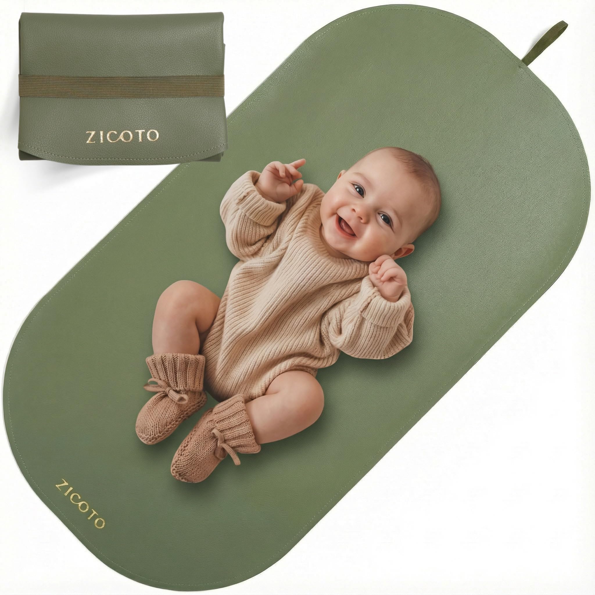 ZICOTO Stylish Vegan Leather Changing Pad for Your Baby - Soft and Easy to Wipe Clean Changing Mat for On-The-Go or at Home Use - Lightweight and Foldable Mat That Perfectly Fits Into Any Diaper Bag