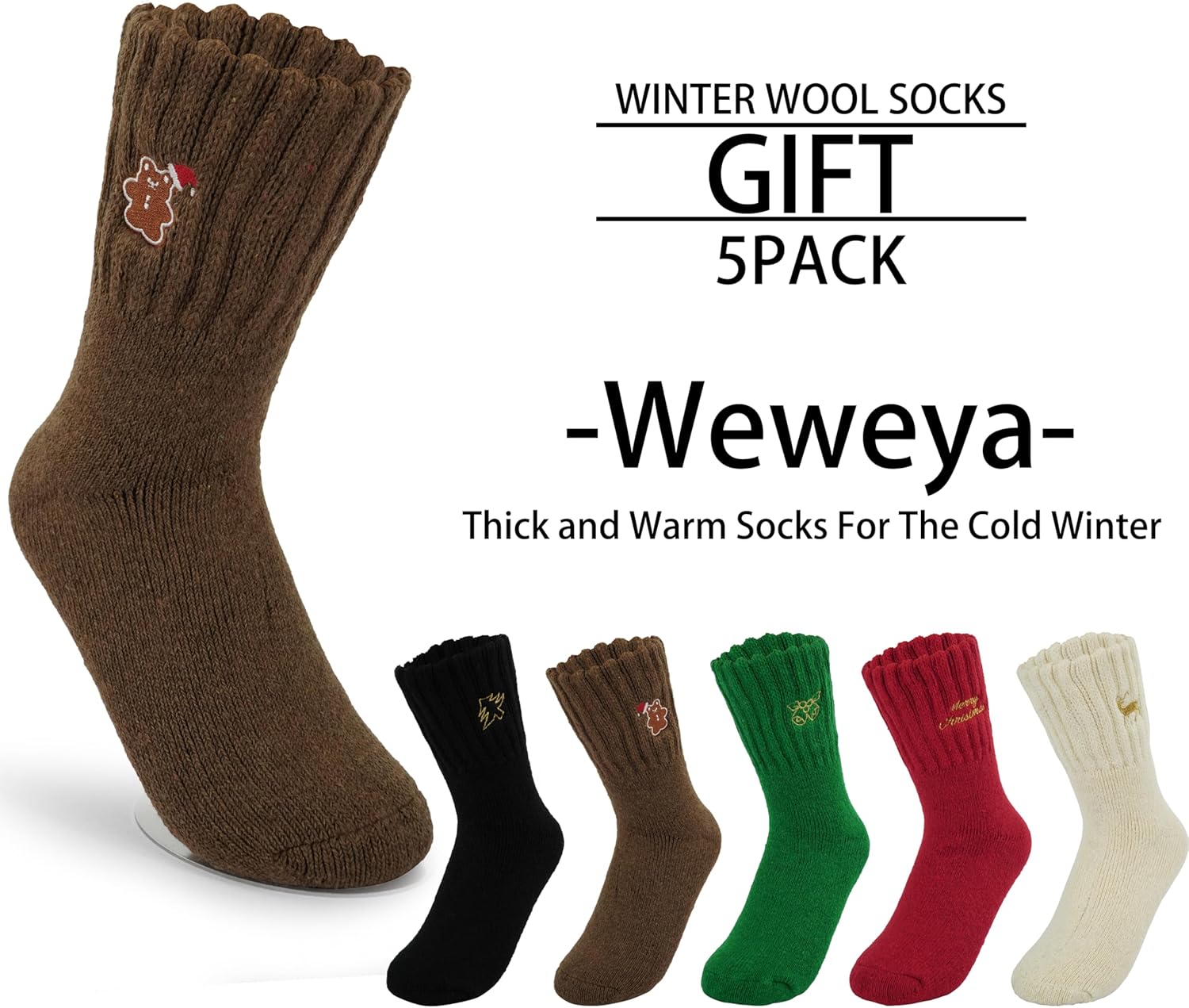 Weweya Boot Socks for Women - Thick Winter Knit Warm Socks - Gifts for Women - Image 3