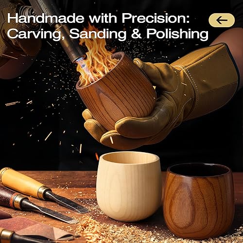 Miniatura 4 de Vaso de whisky de madera hecho a mano con tubo de regalo, vidrio carbonizado a la antigua, taza de bourbon carbonizado, regalo único de whisky para