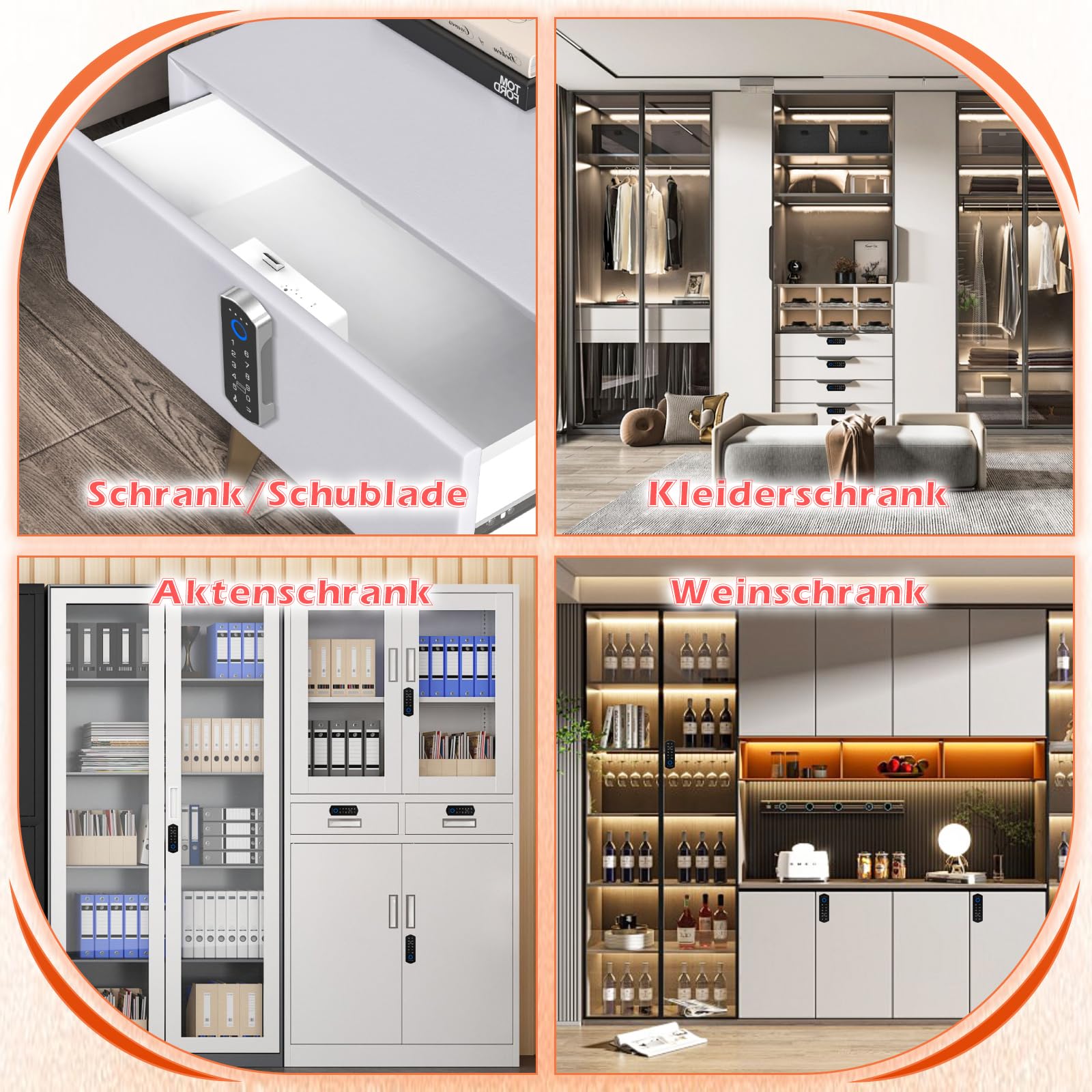 Smart Schubladenschloss, Anweller Elektronisches Möbelschloss Schrankschloss mit APP NFC Schloss Briefkastenschloss, Kindersicherung Schrank für Schrank Schublade Kasten Schließfächer Briefkasten usw