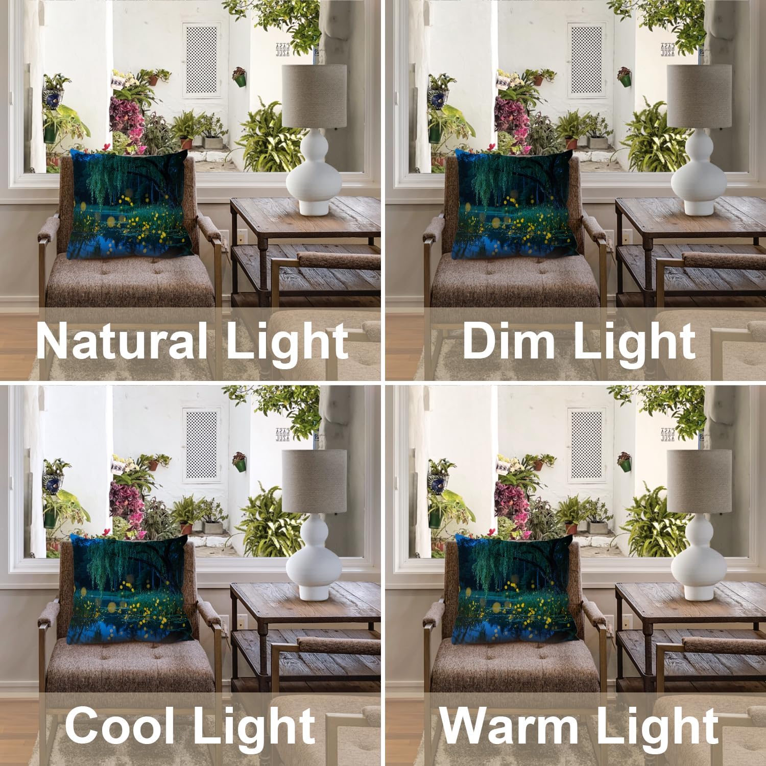 Dark Night Forest Throw Pillow Covers,Lampyridae Trees Lightning Bugs Fireflies Cushion Cover Digital Blended Hidden Zipperl Decorative Pillowcases for Hair Skin Square 20X20 in 2 Pcs