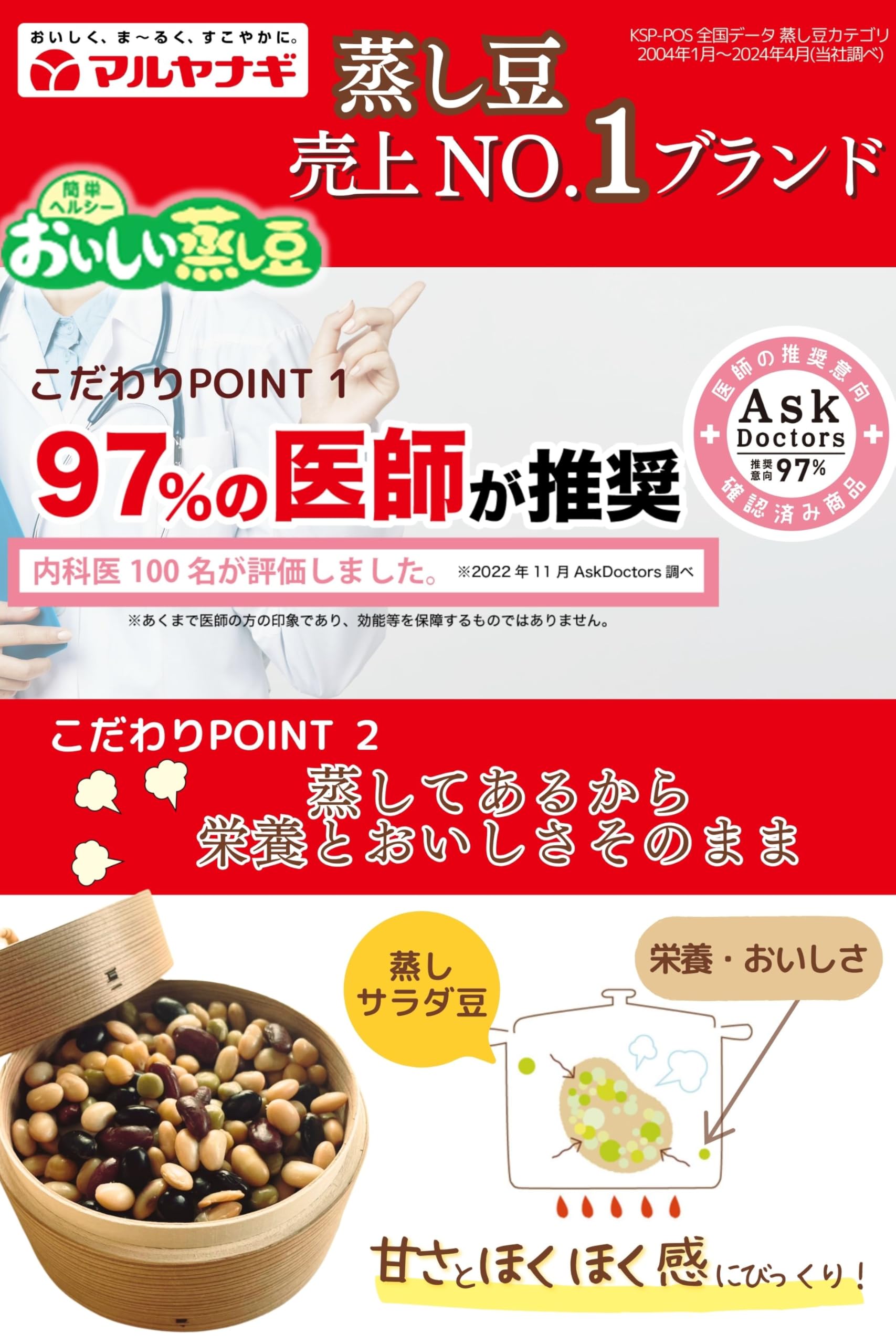 Amazon.co.jp: [ マルヤナギ 公式 ] おいしい蒸し豆 蒸しサラダ豆 70g
