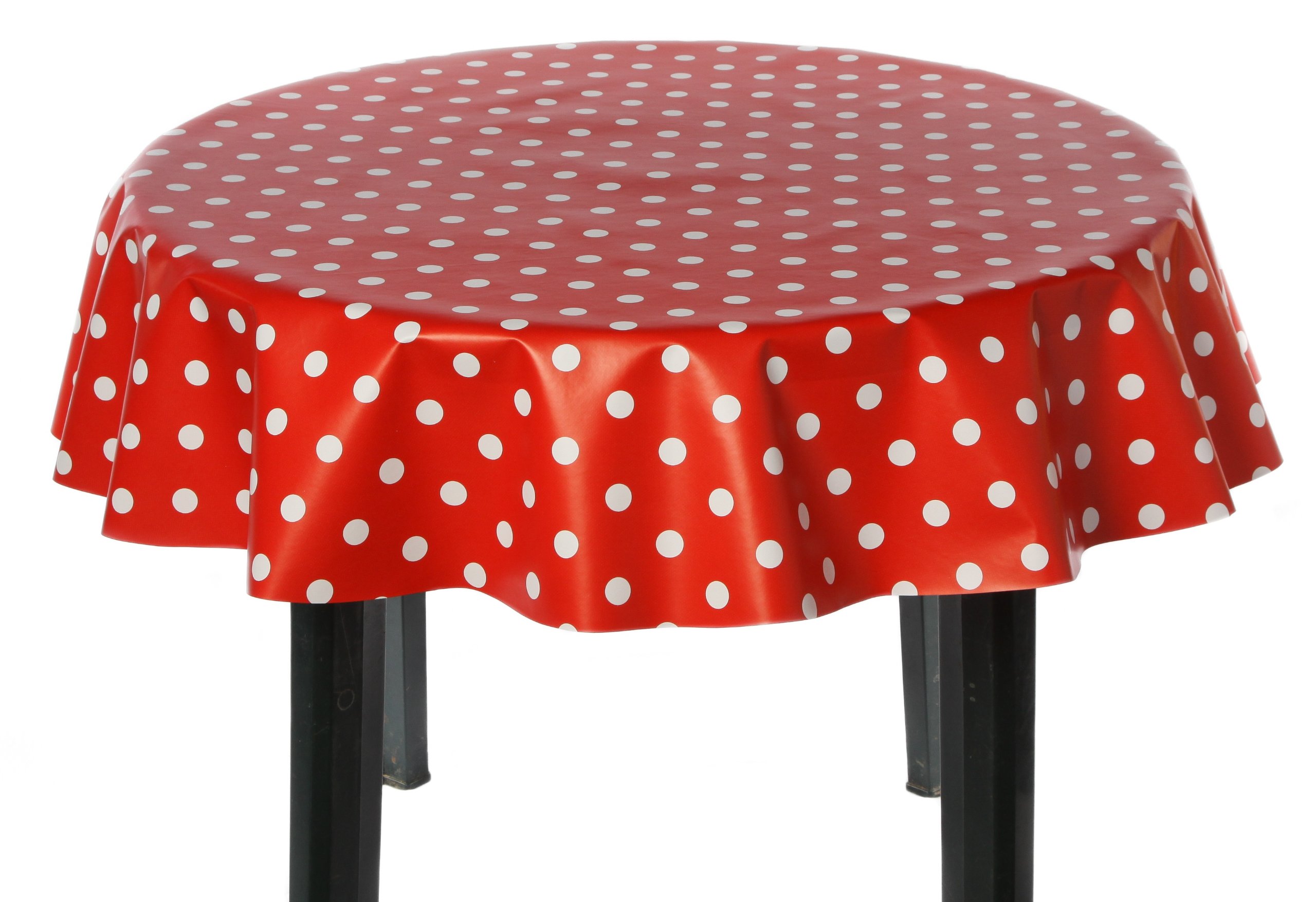 Karina Home Red Easy Wipe Round Vinyl Tablecloth 137Cm - Polka Design