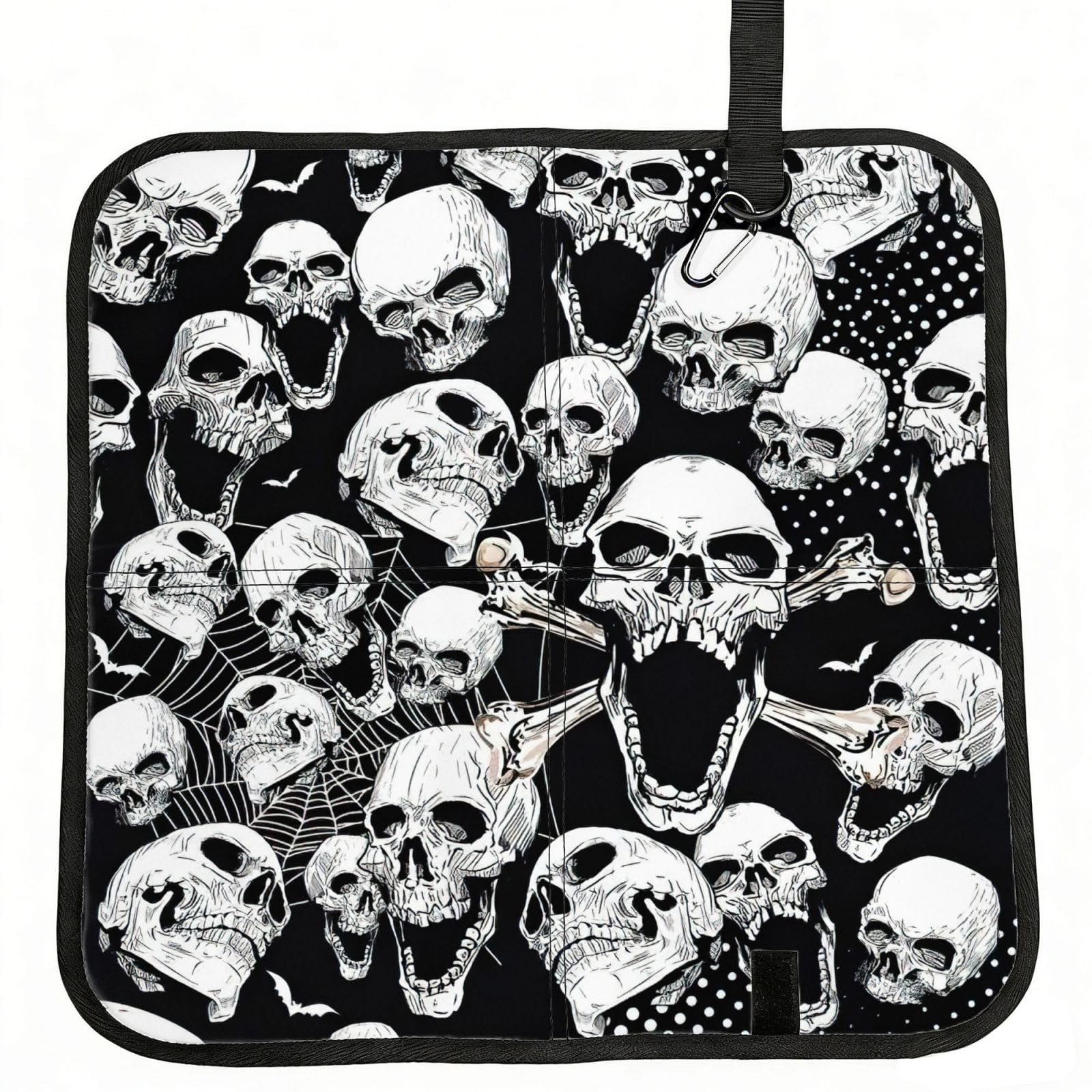 NImongt Skull Background Print Portable Chair Pad Foldable Seat Cushion Outdoor Seating Office Picnic Camping