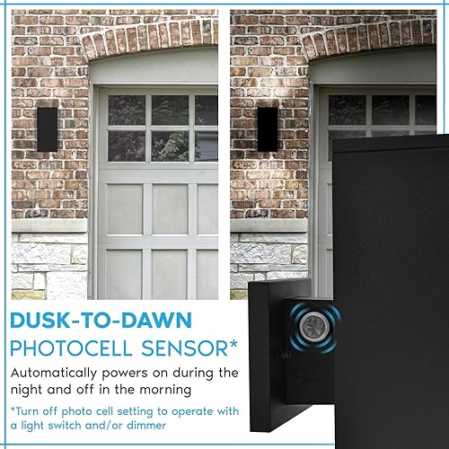 Miniatura 3 de LUXRITE Luces LED modernas de pared para exteriores del atardecer al amanecer, 12 pulgadas, luz de arriba o abajo, 3CCT 3000K-5000K, aplique de