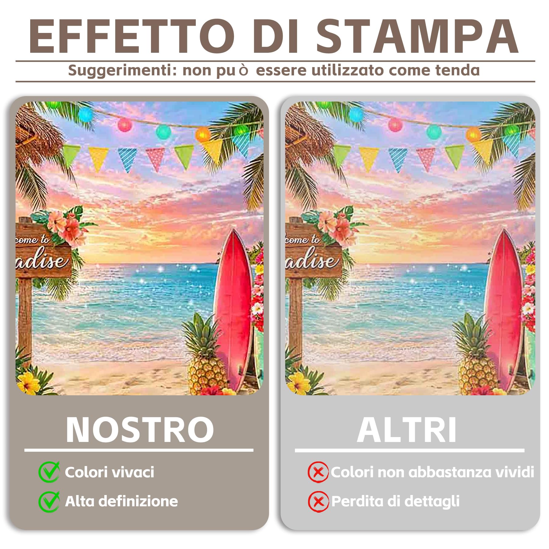 Luminora 3x2,4m Sfondo estivo tropicale sulla spiaggia, luau, palme