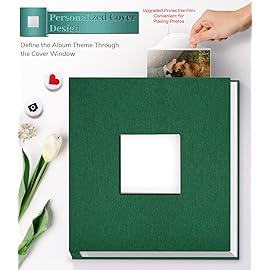 Artfeel Photo Album Self Adhesive Scrapbook Album for 3x5 4x6 5x7 8x10 Pictures,40 Pages Linen Cover with Display Window DIY Photo Book,Ideal Gifts for Family Travel Wedding Baby