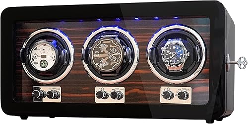 Miniatura 2 de Oryx Watch Winders for 36 Automatic Watches Wooden Rotating Watch Box 15 Rotation Modes Setting Display Case with LED Light, AC or USB Powered Super