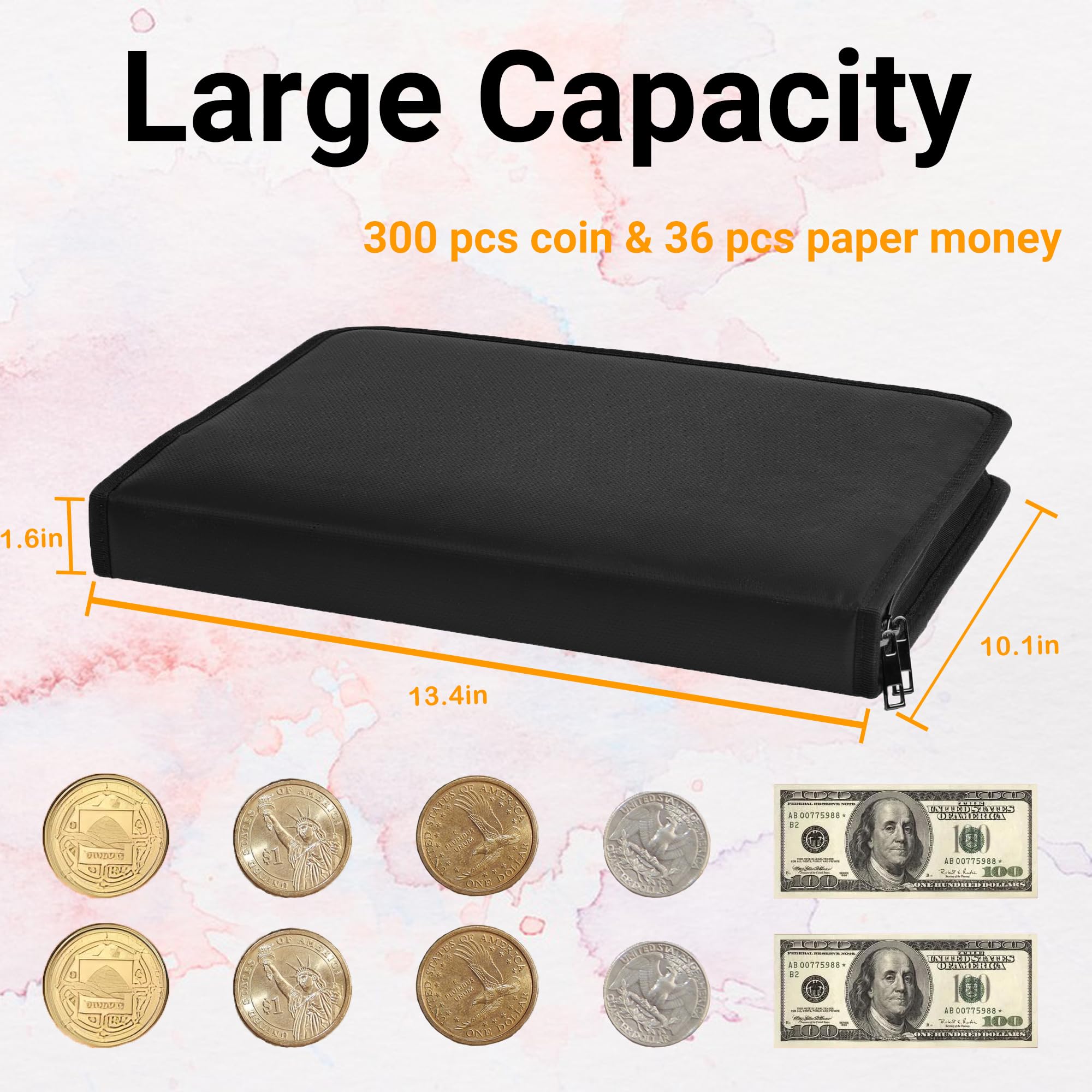 Album Portamonete Da Collezione Con 300 Tasche | Custodia In Pelle PU Per Collezionisti | Espositore Per Monete Da 20 A 46 Mm | Nero
