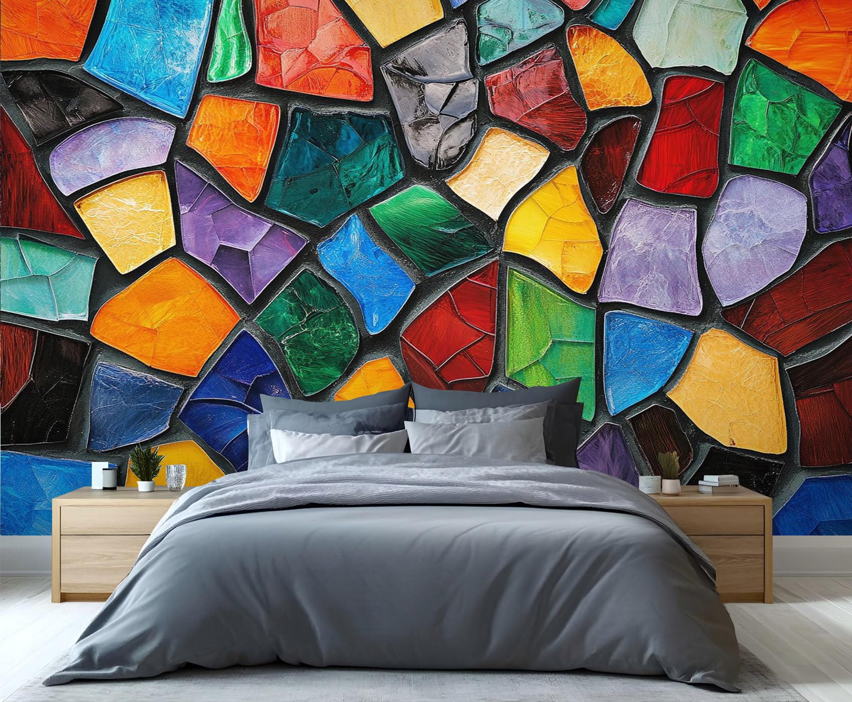 YXQAIED Colorful Geometric Wallpaper, Abstract Colorful Photo Wallpaper, Agate Glass Wall Paper for Living Room, Not Self-Adhesive Bedroom Murals & Home Decor