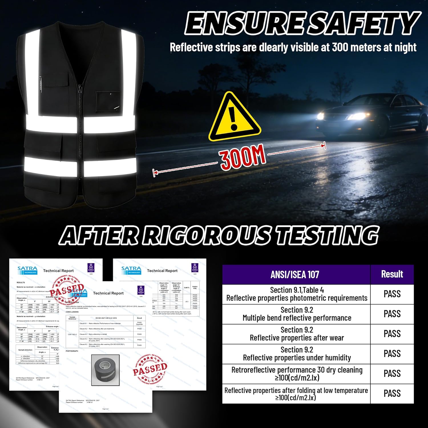 Custom High Visibility Reflective Vest Safety Vests With Zipper Pockets For Construction Road Work Traffic Control