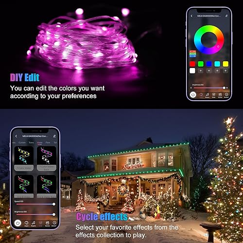 Miniatura 7 de Electight RGB-IC - Guirnalda de luces inteligentes de 16 pies (aplicación y control remoto), 50 luces LED multicolor, alimentadas por USB e