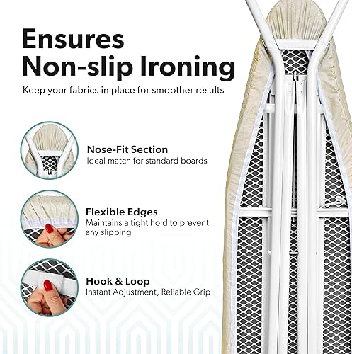 Miniatura 2 de Home Intuition Funda y almohadilla para tabla de planchar resistente a la quemadura de hierro, 15 x 54, acolchado grueso recubierto de tamaño