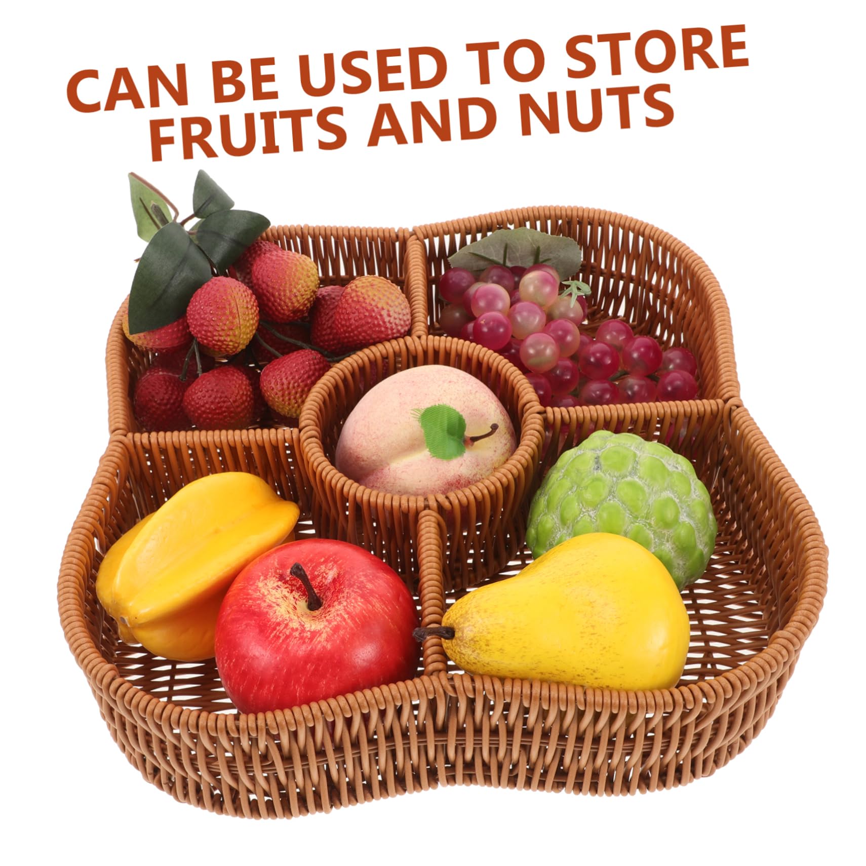 Cabilock Cesta Tejida de Plástico para Frutas Separadores, Estilo Rústico | Uso Doméstico en Salón y Mesa Auxiliar, Solución de Almacenaje Multifunción, para Alimento y Decoración
