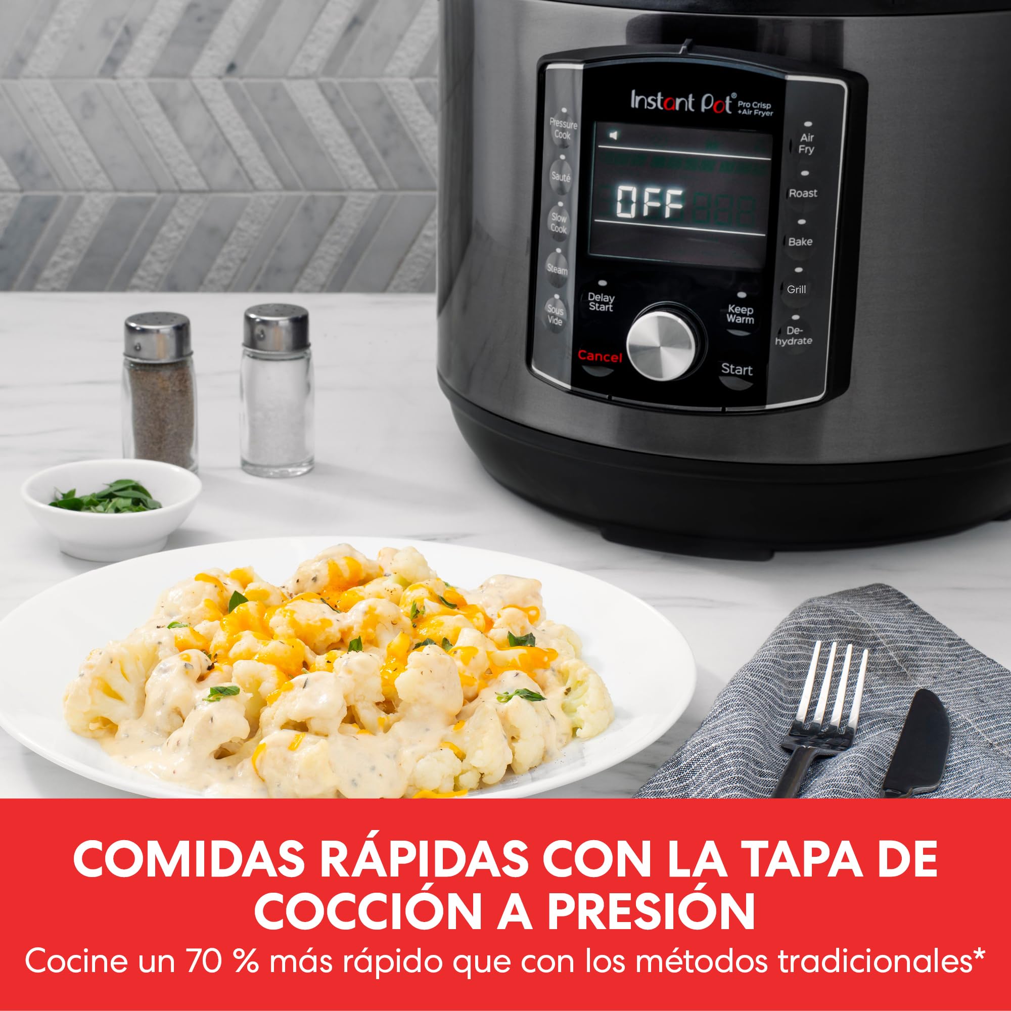 Instant Pot Pro Crisp 11 en 1 Olla Eléctrica a Presión Multiusos 7,6 L Acero Inoxidable