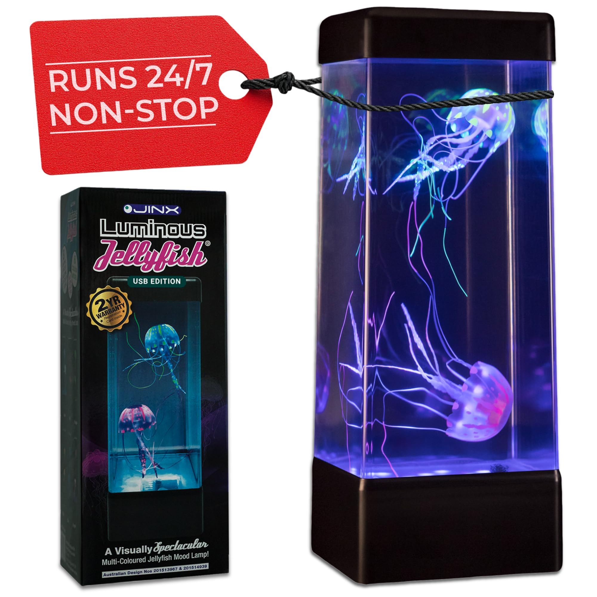 Lámpara de estado de ánimo con luz nocturna de acuario grande sin parar de funcionamiento silencioso 24/7 - Bomba de alto rendimiento y soporte de múltiples accesorios -