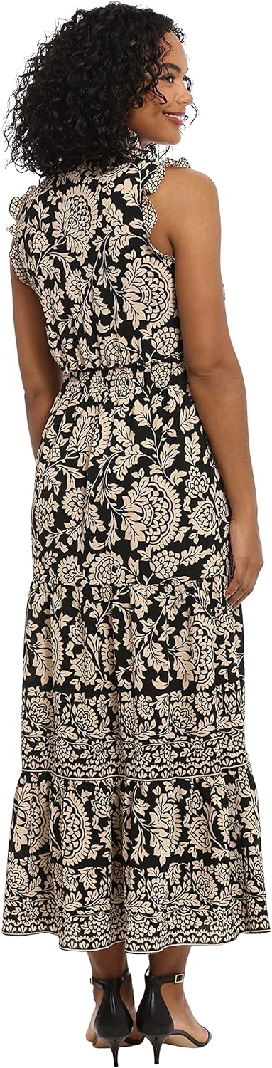 London Times Womens London Times Women's Dresses Smocked Waist Boho Flattering Ruffle Maxi - Image 3