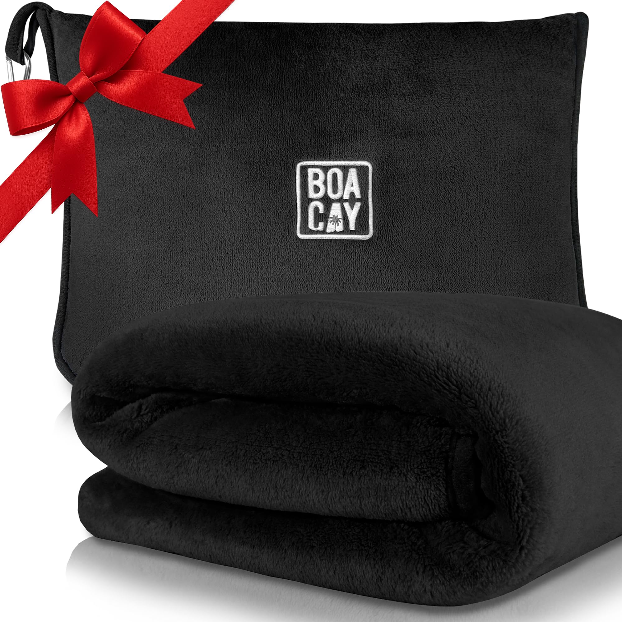 BOACAY Soft & Warm Travel Blanket for Airplane & Car - Long Flight Essential for Women, Men, Kids - Compact Pillow with Luggage Sleeve & Backpack Clip