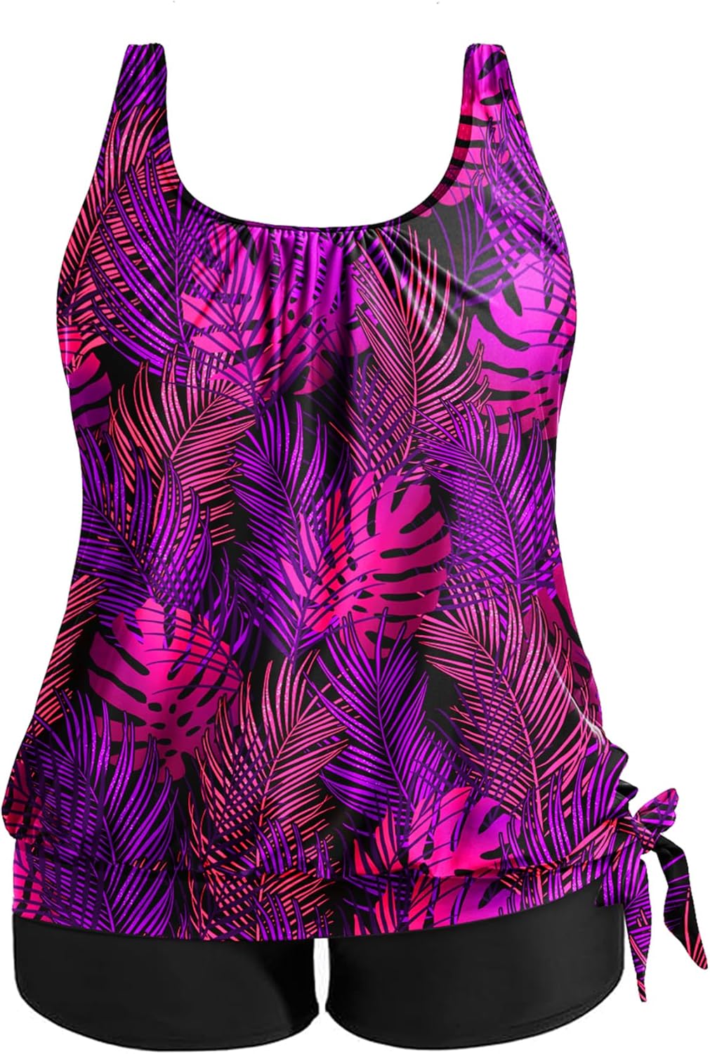 Holipick Women Plus Size Tankini Swimsuit - Two Piece Bathing Suits Tankini Top with Shorts Wide Straps