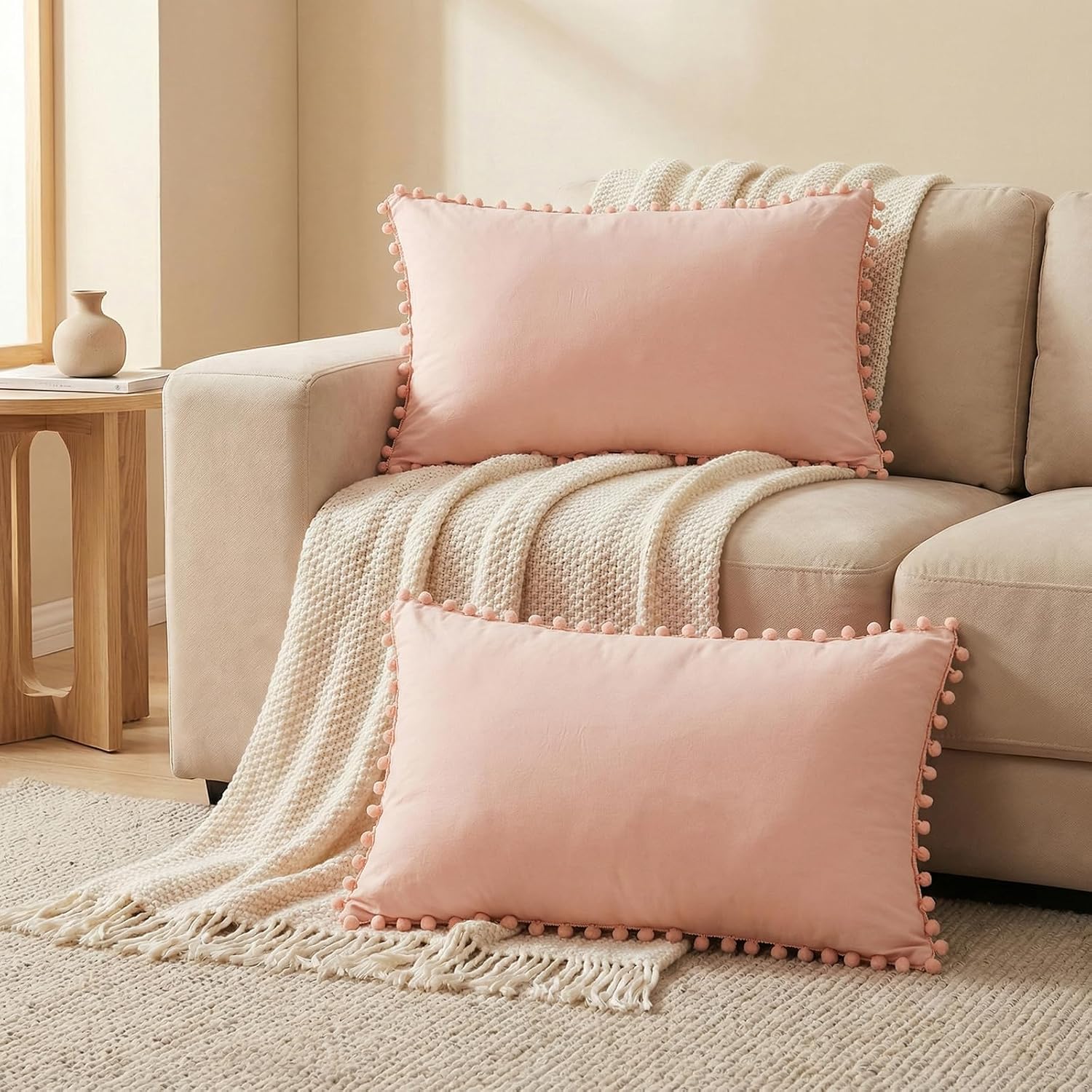 MOVE OVER Pink Pillow Cases King Size Boho Pillowcases Set of 2 100% Soft Washed Microfiber Girls Pink Pillow Case Cover 20x36 Inches Peach Pillow Shams for Bedroom Decor