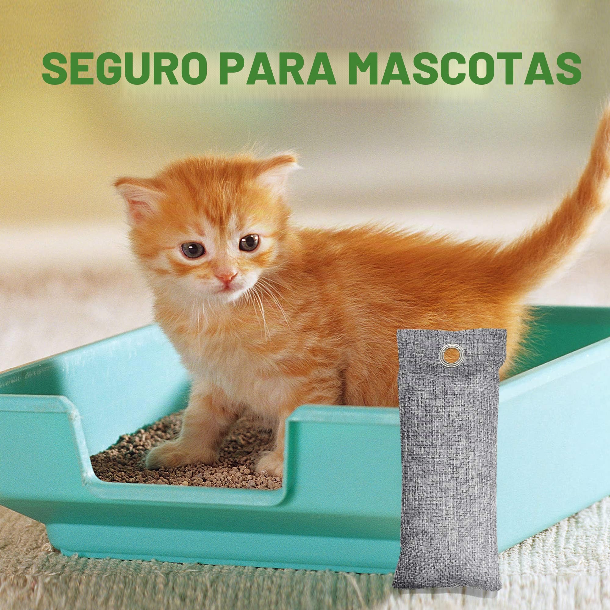 Paquete de 16 bolsas purificadoras de aire de carbón de bambú, bolsas de carbón activado absorbente de olores, absorbente de humedad, ambientador natural para automóvil, desodorante para (16x50g)