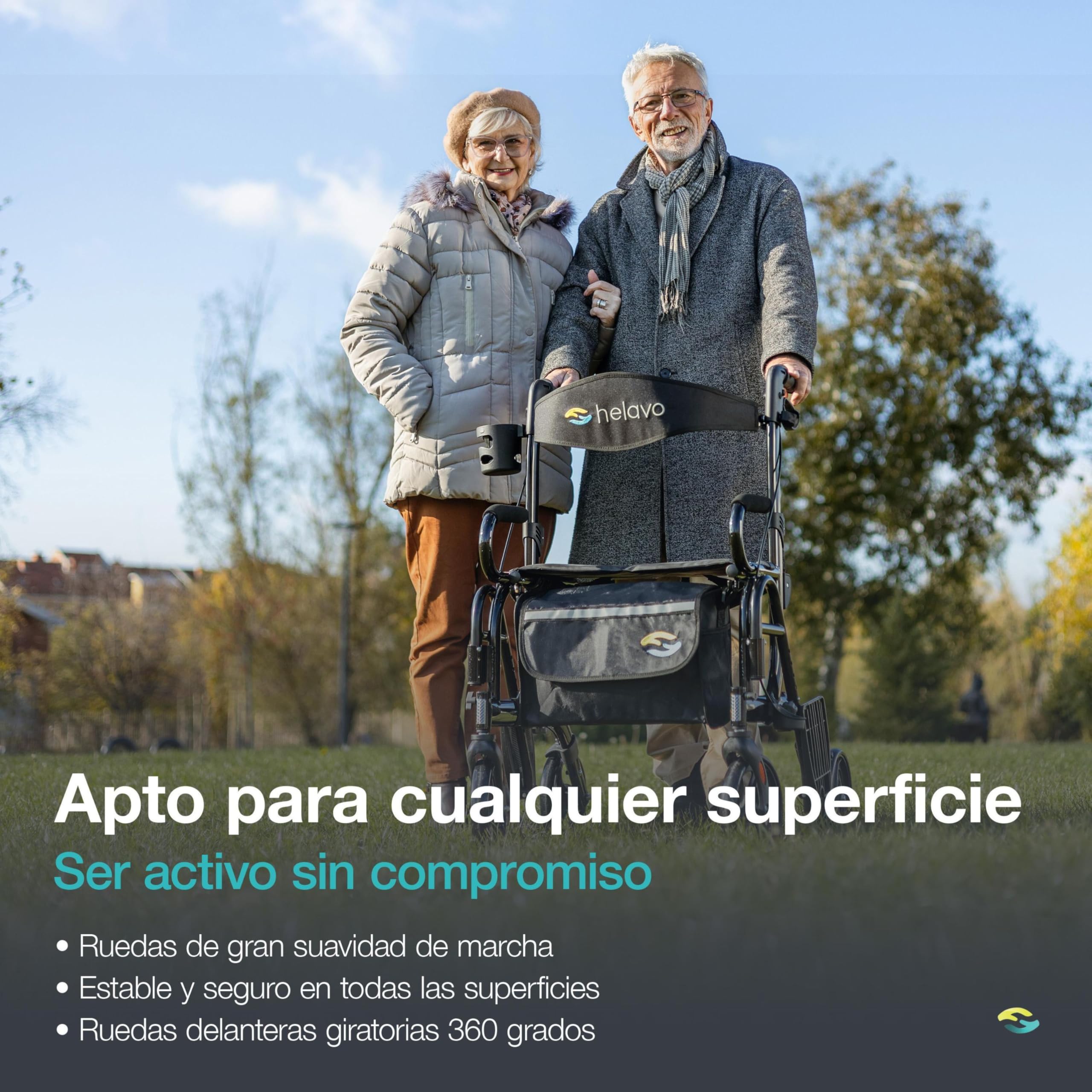 Helavo 2 en 1 andador y silla de ruedas en uno - Andador plegable con reposapiés - Convertible en silla de transporte