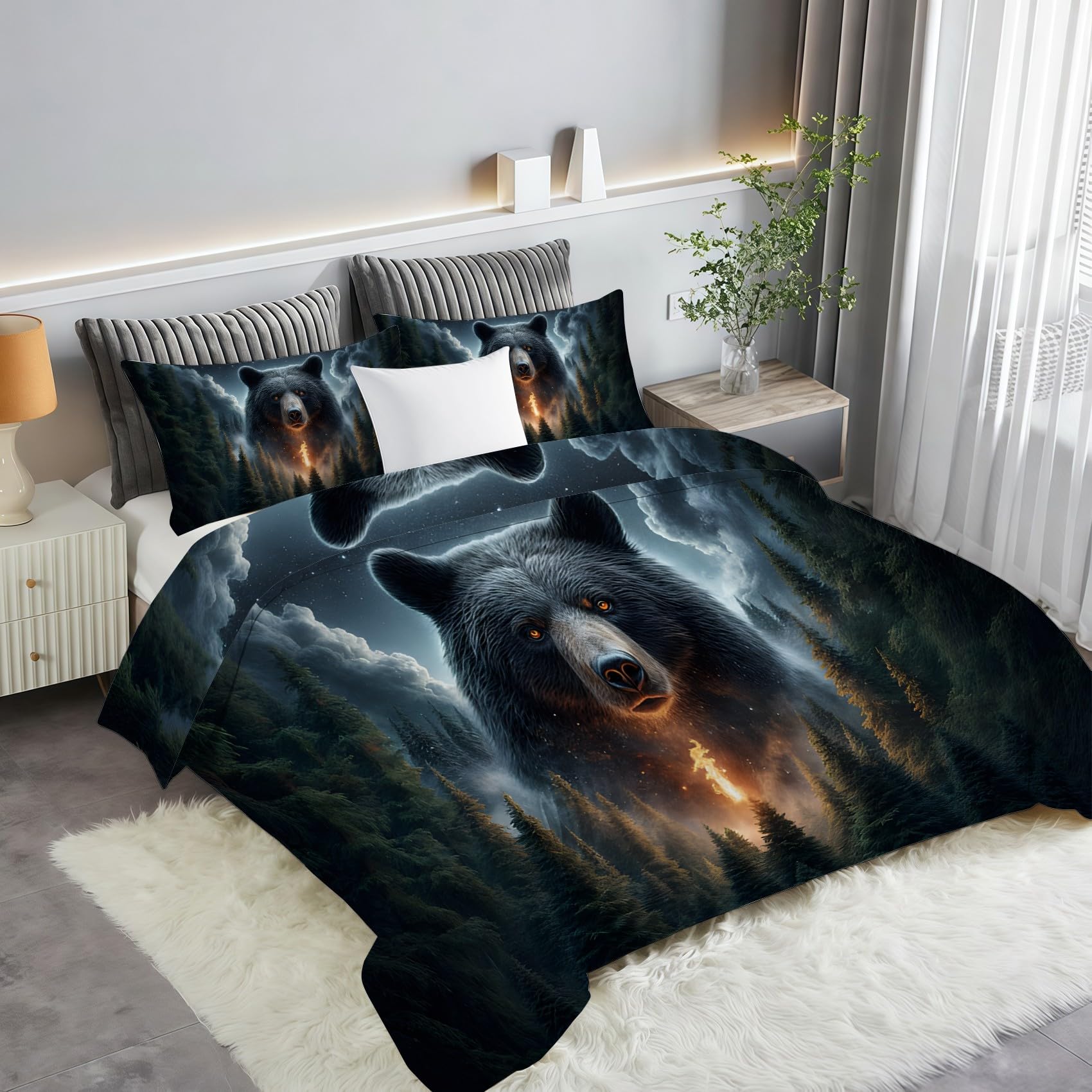 Gigenbär Pościel 155 x 220 cm, pościel dwustronna, miękka pościel z mikrofibry, z zamkiem błyskawicznym i 2 poszewkami na poduszkę 80 x 80 cm