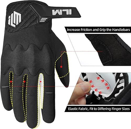 Miniatura 4 de ILM Guantes de motocicleta para adultos, motocross, ATV, MTB, bicicleta de montaña, guante con pantalla táctil para bicicleta, ciclismo, BMX,