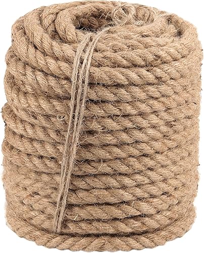 ZOENHOU Cuerda de Manila de 32.8 pies x 1 pulgada, cuerda náutica, cuerda de yute torcida natural de 4 hebras, cuerda de cáñamo gruesa resistente