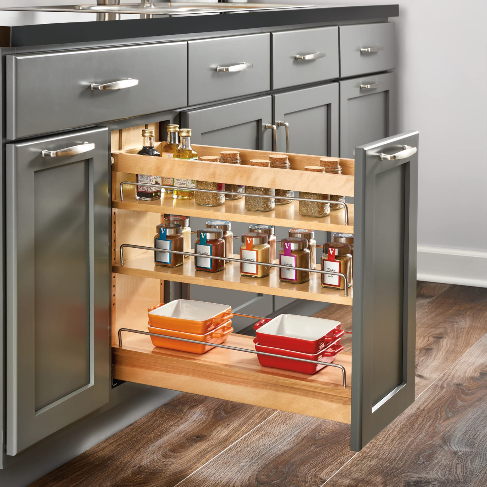 Organizador Despensa Rev-A-Shelf - Madera Arce Natural, Estantes Ajustables