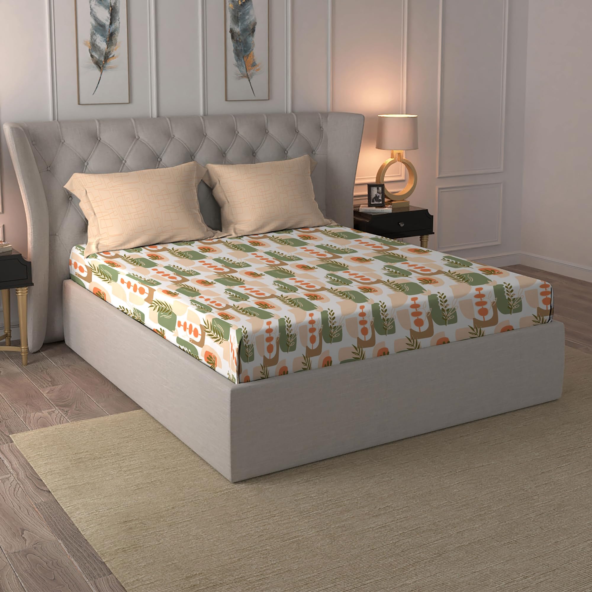 Trident Comfort Living Queen 3-Piece Bedsheet Set, 100% Cotton, Bedsheet for Double Bed (1 Queen Size Bedsheet with 2 Pillow Covers) Superior Softness, 120 Thread Count - Bella Beige (B0CW9FXT88) Amazon Price History, Amazon Price Tracker