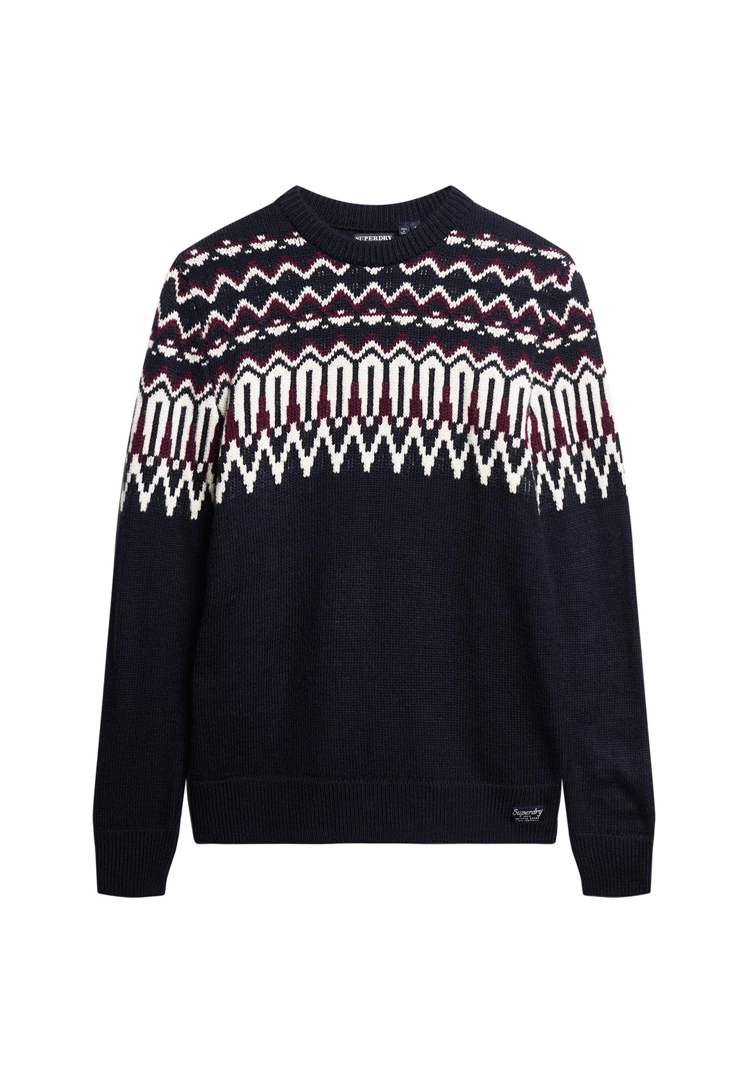 Superdry Men's Navy, Multicoloured Fairisle Knit Crew Jumper T-Shirt For Xl