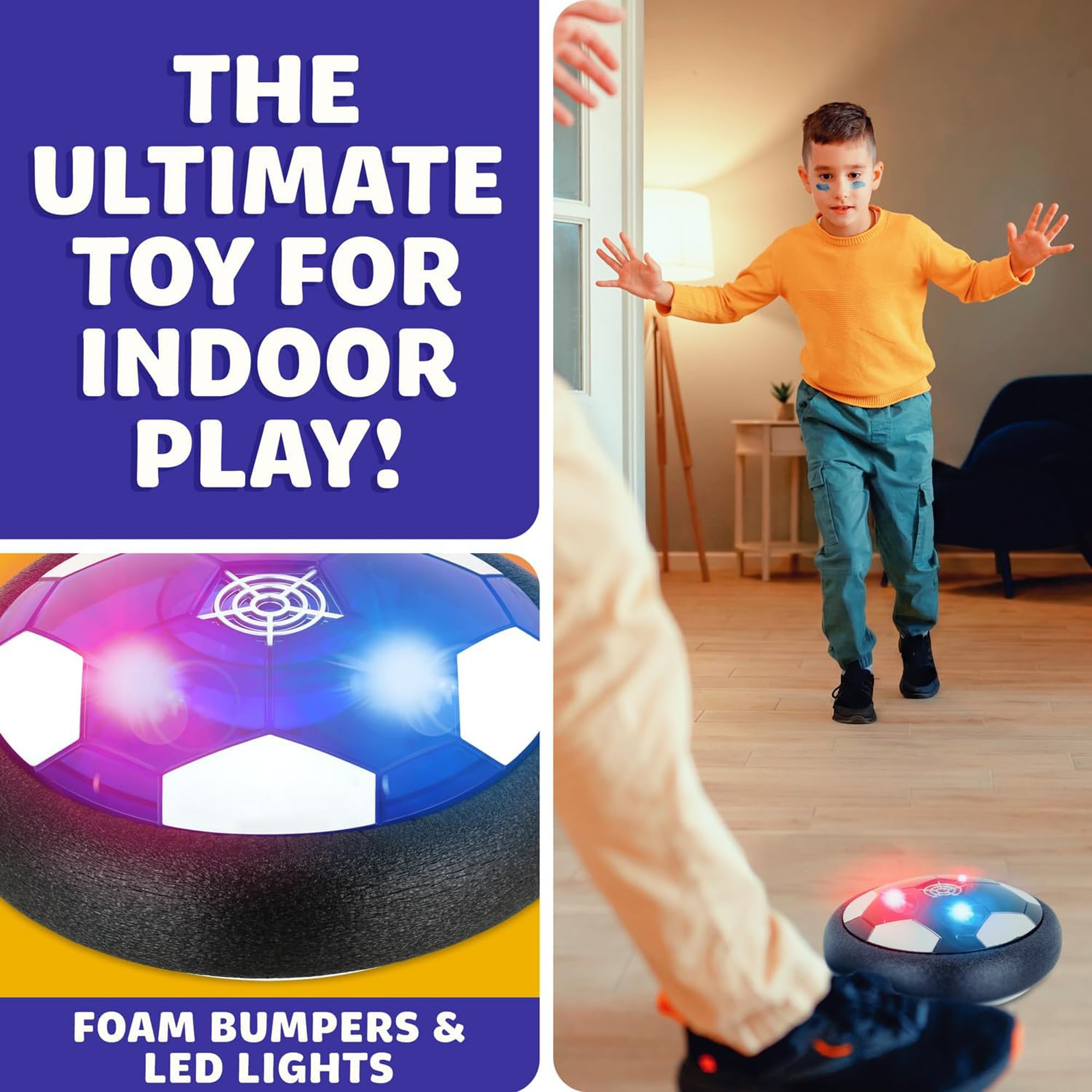 Atlasonix Hover Balón de fútbol para interiores, paquete 2 en 1