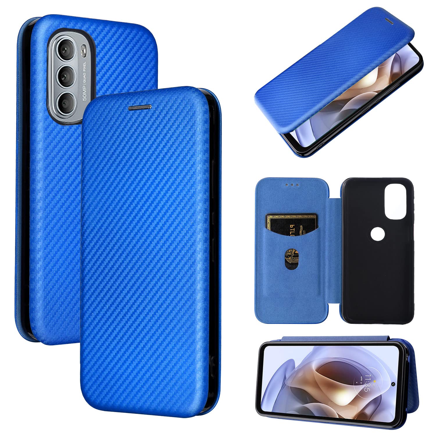 Custodia Portafoglio MOJIA Per Motorola Moto G42 – PU Resistente Con Supporto E Slot Per Carte, Nero
