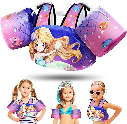 Miniatura 10 de Vvinca Chaleco de natación separable para niños pequeños de 22 a 66 libras (1 a 6 años) | Flotador de piscina 3 en 1 y bandas de brazo para niños y