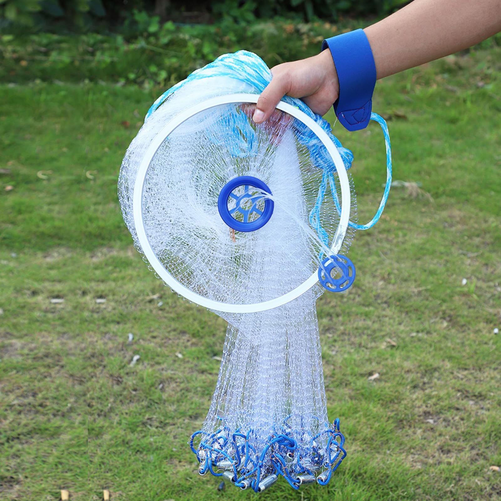 Rete Da Pesca Rete Da Lancio Per Pesca Diametro 2,4m Con Maglia 0,5 Dita e Corda Rinforzata 8m, Rete Da Pesca Monofilamento In Nylon Da Esterno Resistente Per Acqua Dolce e Salata
