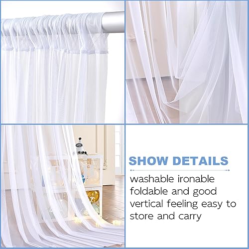 Miniatura 5 de Little Funny Cortinas de fondo blancas con paneles de fondo de arco transparente claro para bodas, elegantes cortinas de telón de fondo, cortinas de