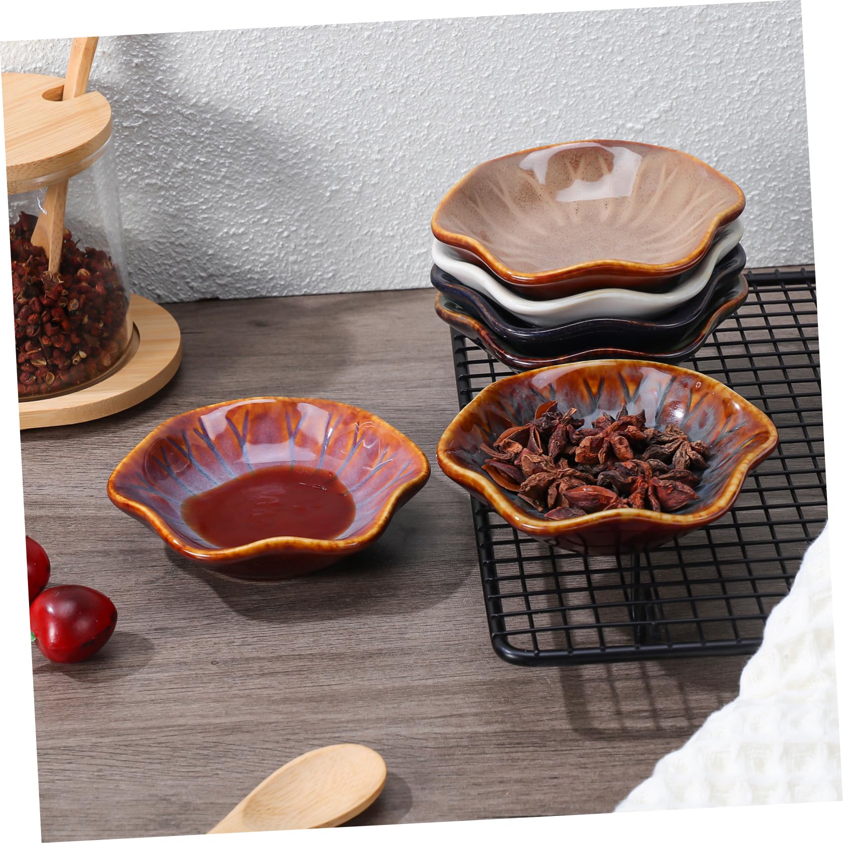 SOIMISS Lot de 6 Petits Bols à Sauce Japonerie en Céramique