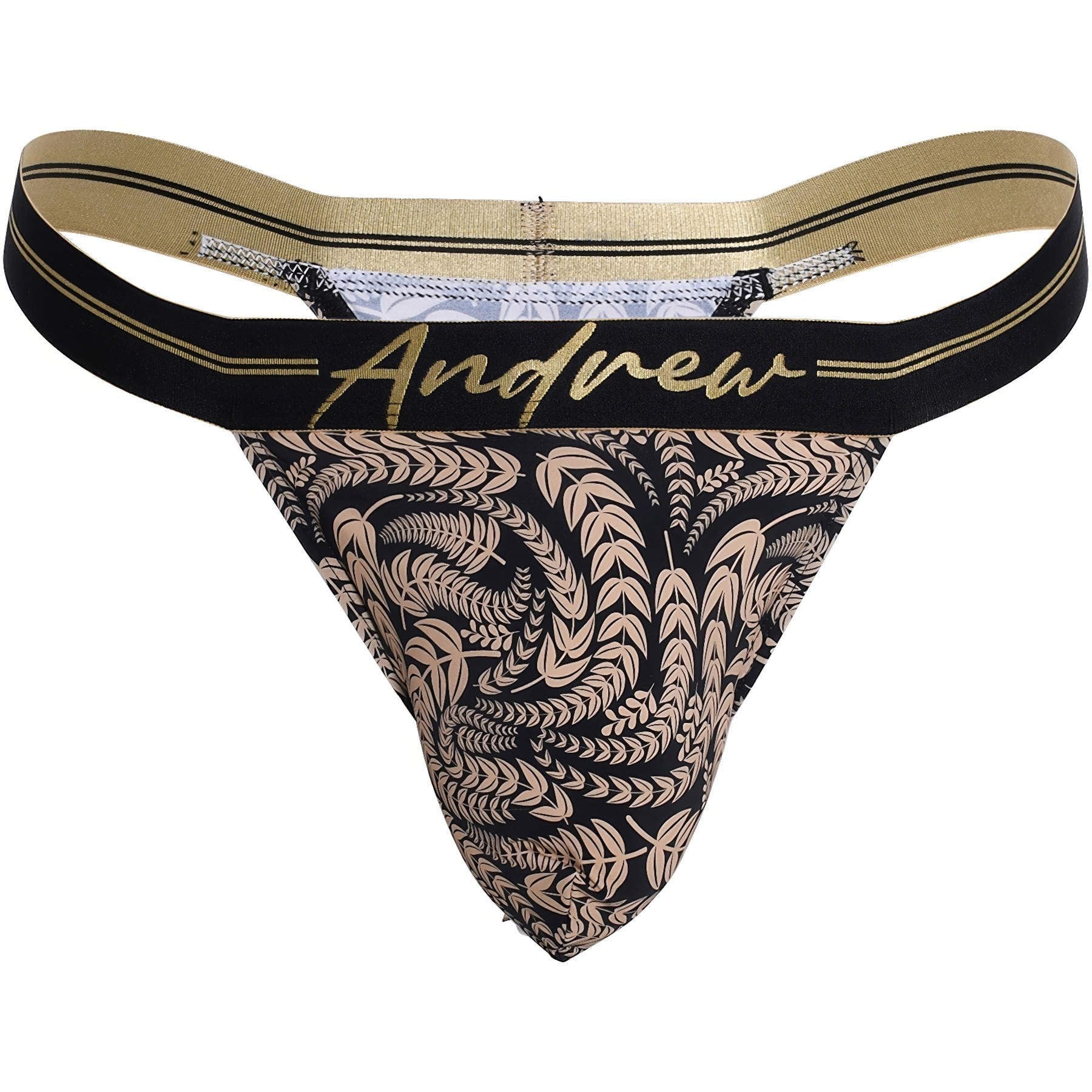 Andrew Christian Underwear, Almost Naked Laurel Thongs, Laurel Leaf Print, Men's Size XL, Pack of 1